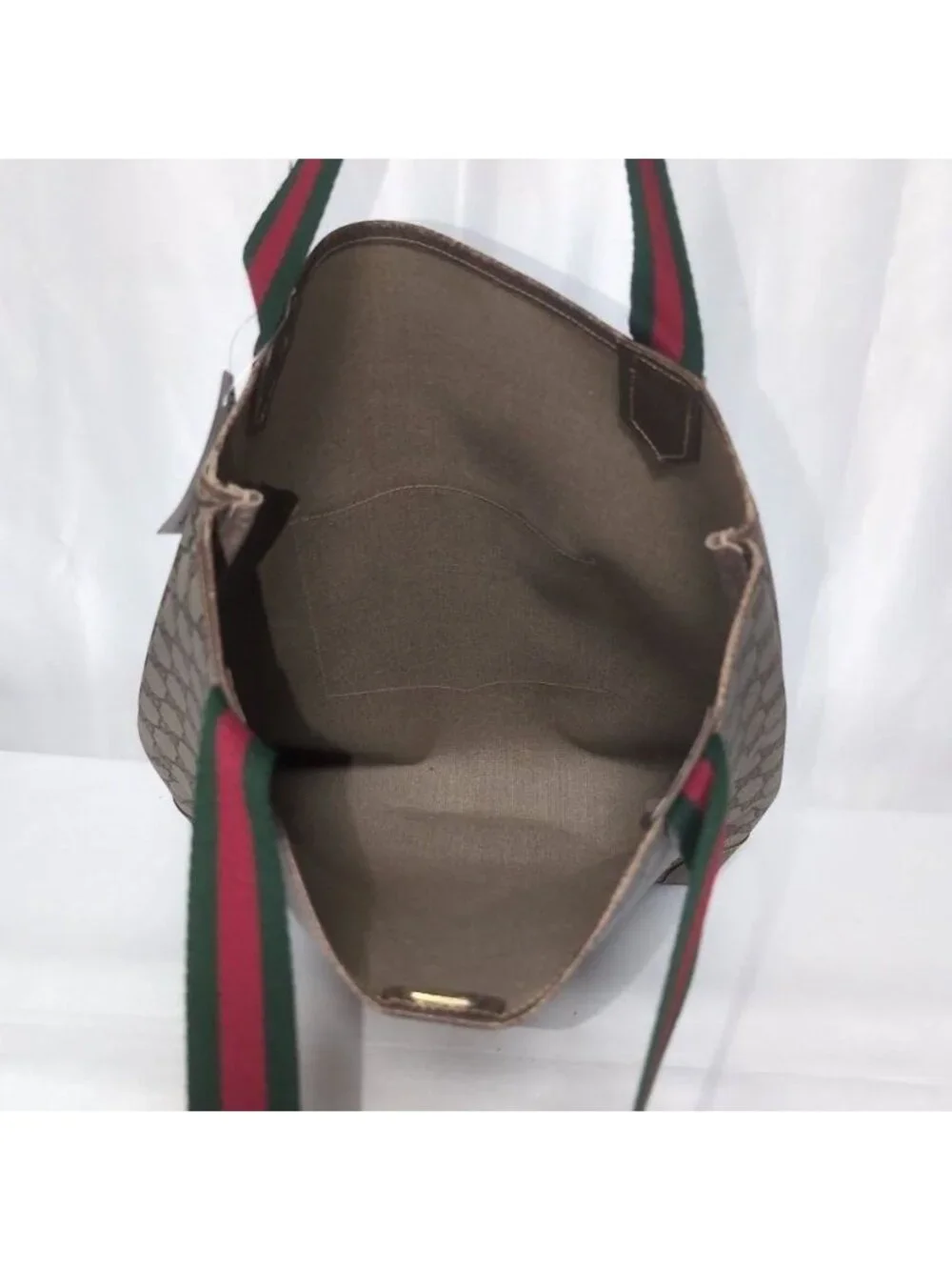 Gucci GG Supreme Sherry Line Leather Brown Tote Bag Vintage